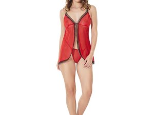 Lily Bianca Kırmızı Kapüşonlu Transparan Erotik Gecelik  999