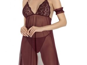 Kol Bantlı Dantel Seksi Gecelik Takımı Lily Bianca 900