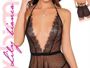 Lily Bianca Siyah Askılı Dantel Transparan Babydoll  958