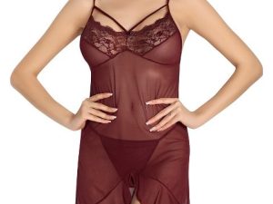 Tül Erotik Gecelik Bordo Lily Bianca 863